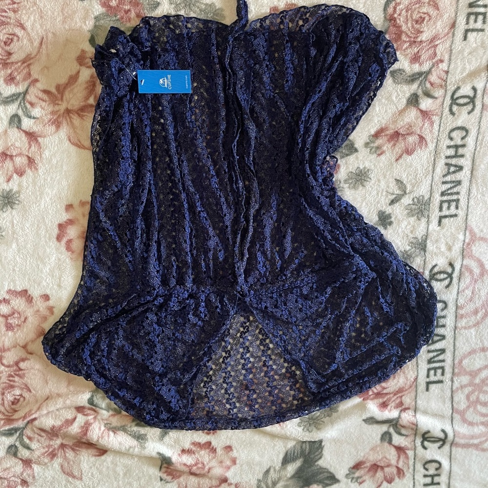 Cupshe Deep Blue Lace Swim Coverup